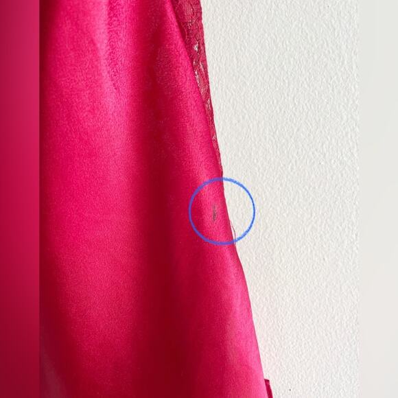 Oscar de la Renta Red Two Piece Satin Pajama Set Lace Back Large - Picture 2 of 12